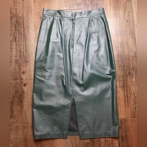 Vintage LeatherCraft Process hunter green leather pencil skirt 12